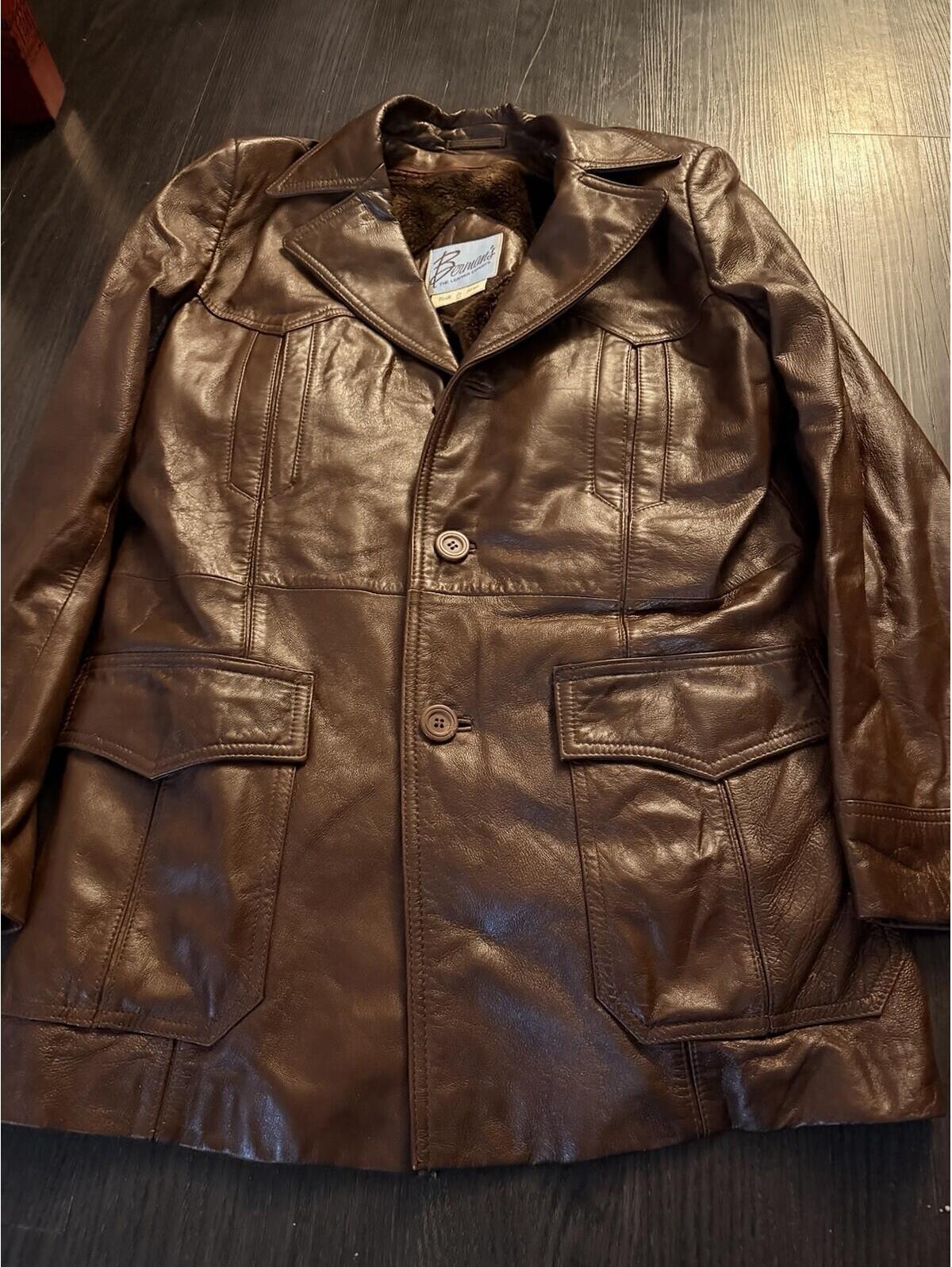 Mint Vintage 70s Bermans Lambskin Leather Car Coat Mens 40 Pristine Medium Rare